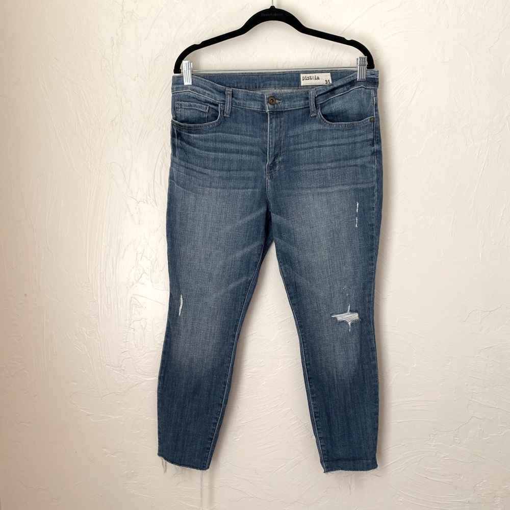 Pistola mid rise raw hem skinny jeans▪️size 31